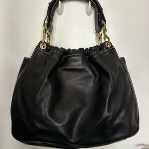 Ralph Lauren Black Hobo Bag with Gold Hardware